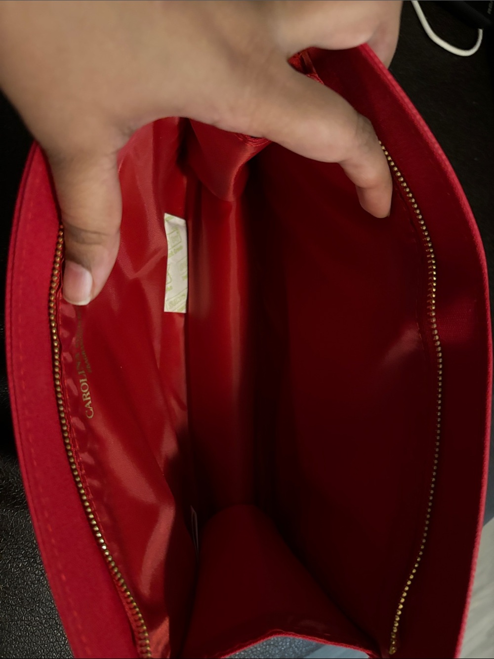 Carolina Herrera red and gold holiday pouch - Picture 4 of 4